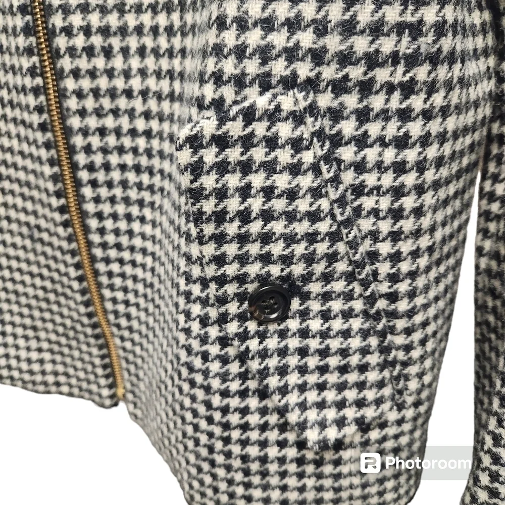 J.Crew Houndstooth Bomber Jacket Sz. S Preppy Wool